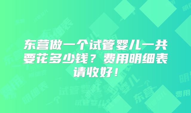 东营做一个试管婴儿一共要花多少钱?费用明细表请收好!