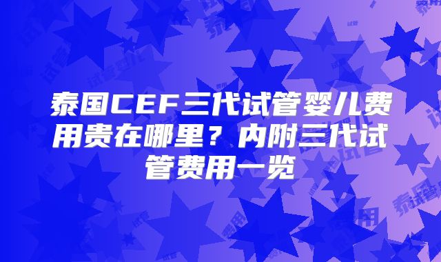 泰国CEF三代试管婴儿费用贵在哪里？内附三代试管费用一览