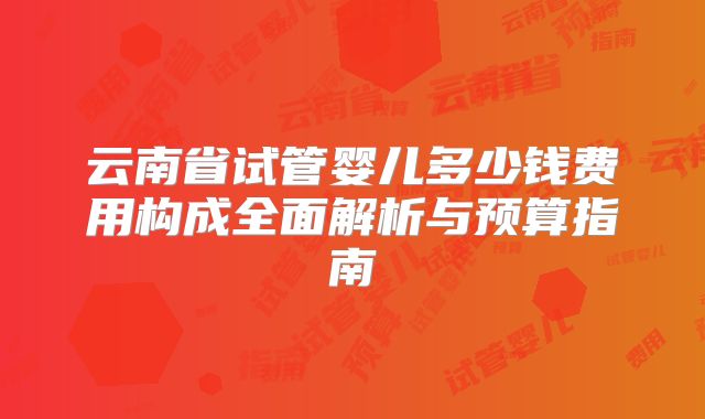云南省试管婴儿多少钱费用构成全面解析与预算指南