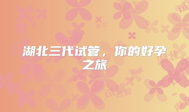 湖北三代试管，你的好孕之旅