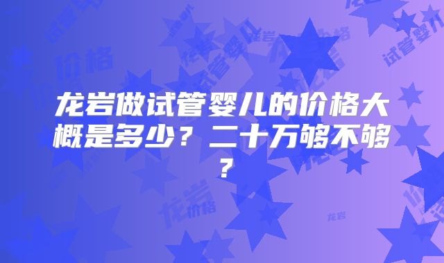 龙岩做试管婴儿的价格大概是多少？二十万够不够？