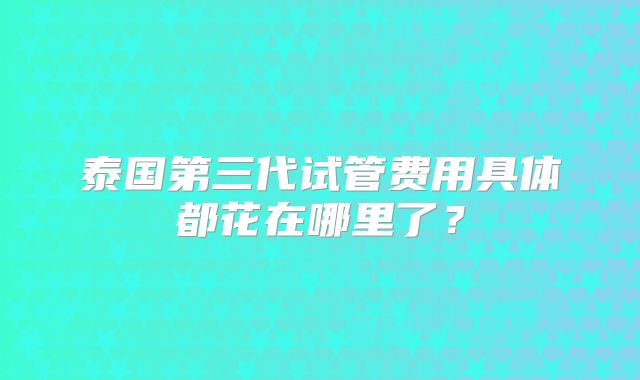 泰国第三代试管费用具体都花在哪里了?