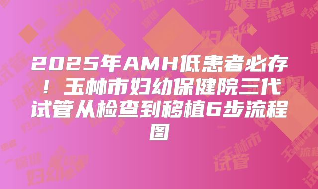 2025年AMH低患者必存!玉林市妇幼保健院三代试管从检查到移植6步流程图