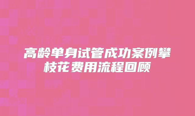 高龄单身试管成功案例攀枝花费用流程回顾