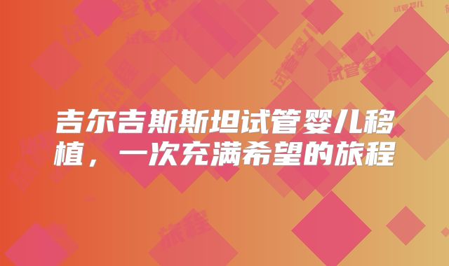 吉尔吉斯斯坦试管婴儿移植，一次充满希望的旅程