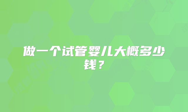 做一个试管婴儿大概多少钱？