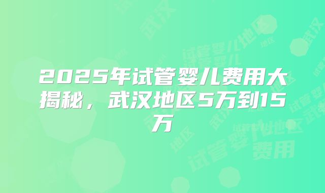 2025年试管婴儿费用大揭秘，武汉地区5万到15万