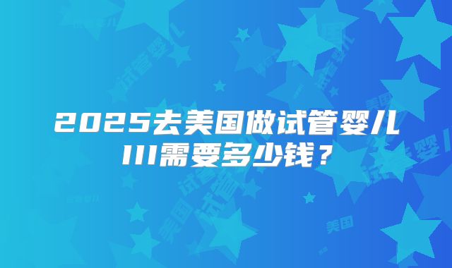 2025去美国做试管婴儿III需要多少钱?