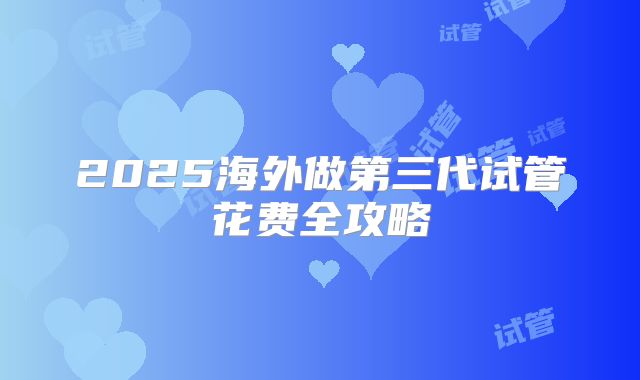 2025海外做第三代试管花费全攻略