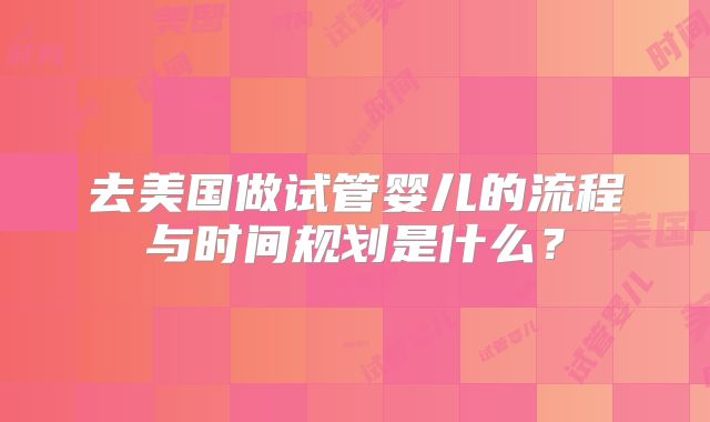 去美国做试管婴儿的流程与时间规划是什么?