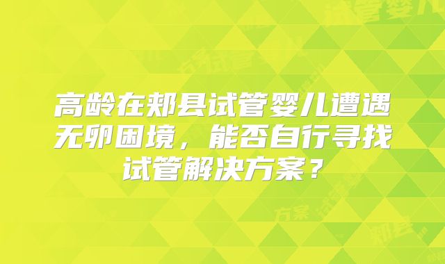 高龄在郏县试管婴儿遭遇无卵困境,能否自行寻找试管解决方案?