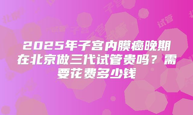 2025年子宫内膜癌晚期在北京做三代试管贵吗？需要花费多少钱