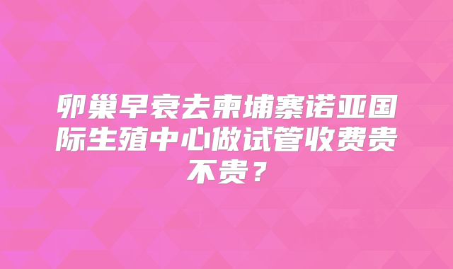 卵巢早衰去柬埔寨诺亚国际生殖中心做试管收费贵不贵？