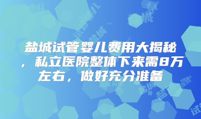 盐城试管婴儿费用大揭秘,私立医院整体下来需8万左右,做好充分准备