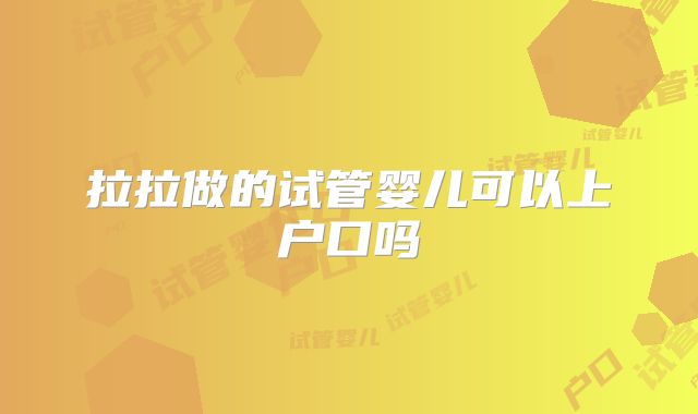 拉拉做的试管婴儿可以上户口吗