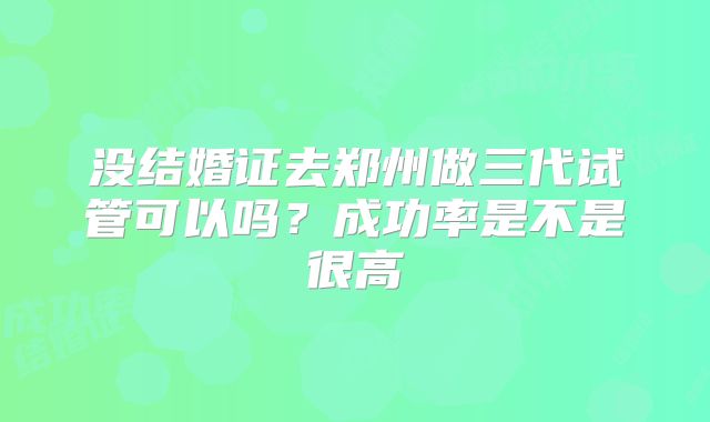 没结婚证去郑州做三代试管可以吗？成功率是不是很高