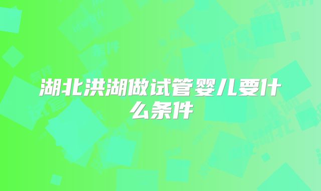湖北洪湖做试管婴儿要什么条件