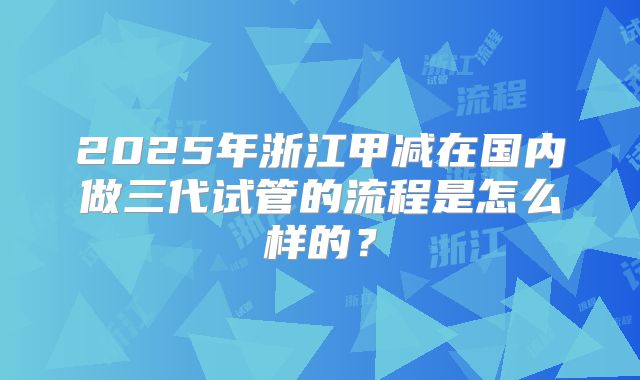2025年浙江甲减在国内做三代试管的流程是怎么样的？