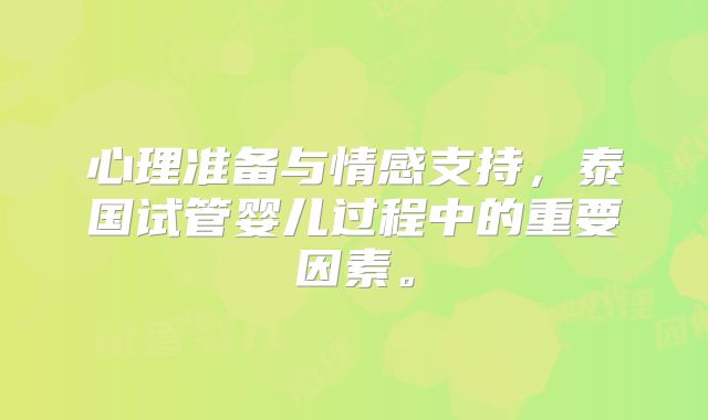 心理准备与情感支持,泰国试管婴儿过程中的重要因素。