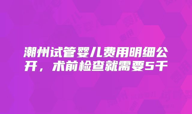 潮州试管婴儿费用明细公开，术前检查就需要5千