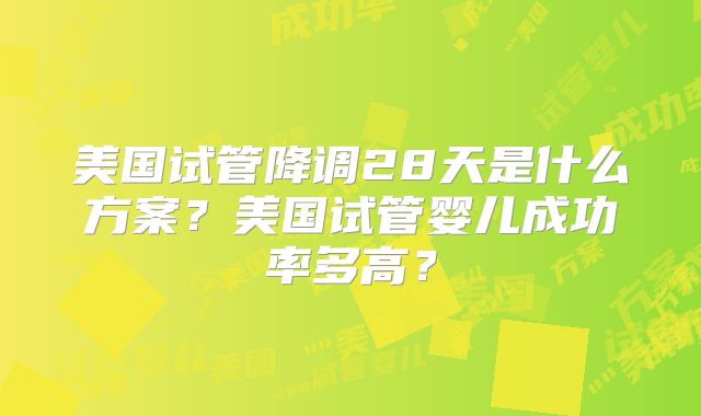 美国试管降调28天是什么方案？美国试管婴儿成功率多高？