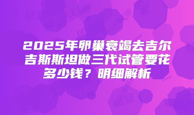 2025年卵巢衰竭去吉尔吉斯斯坦做三代试管要花多少钱?明细解析