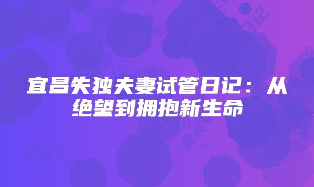 宜昌失独夫妻试管日记：从绝望到拥抱新生命