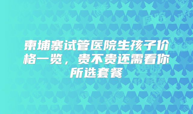 柬埔寨试管医院生孩子价格一览，贵不贵还需看你所选套餐