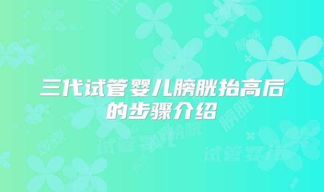 三代试管婴儿膀胱抬高后的步骤介绍