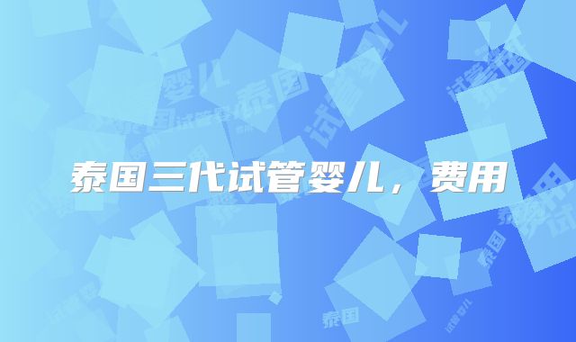 泰国三代试管婴儿，费用