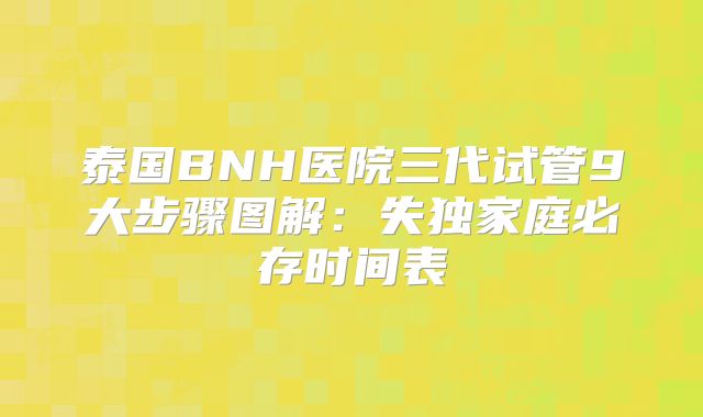 泰国BNH医院三代试管9大步骤图解：失独家庭必存时间表