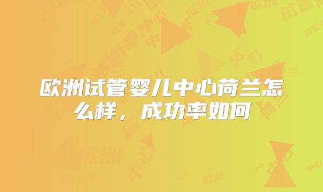 欧洲试管婴儿中心荷兰怎么样，成功率如何