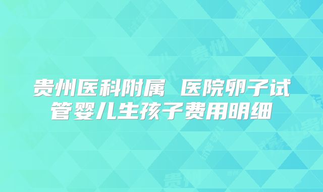 贵州医科附属 医院卵子试管婴儿生孩子费用明细