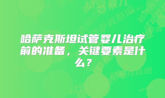 哈萨克斯坦试管婴儿治疗前的准备，关键要素是什么？