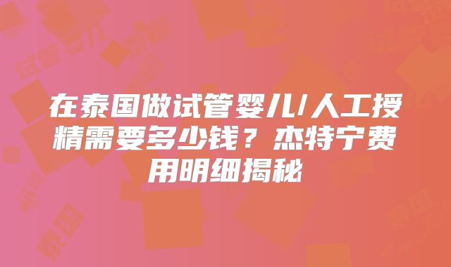 在泰国做试管婴儿/人工授精需要多少钱?杰特宁费用明细揭秘