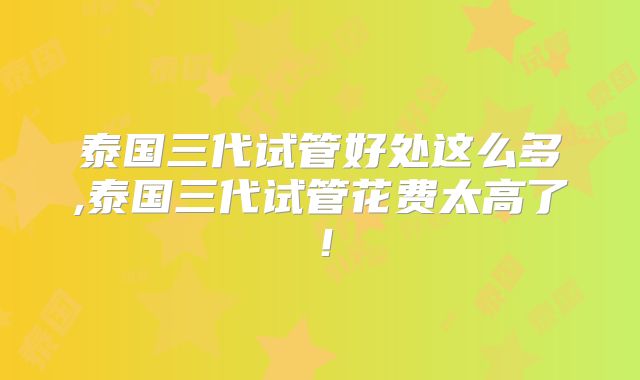 泰国三代试管好处这么多,泰国三代试管花费太高了!