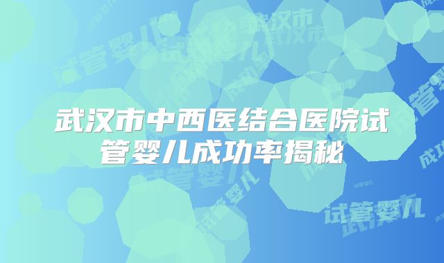 武汉市中西医结合医院试管婴儿成功率揭秘