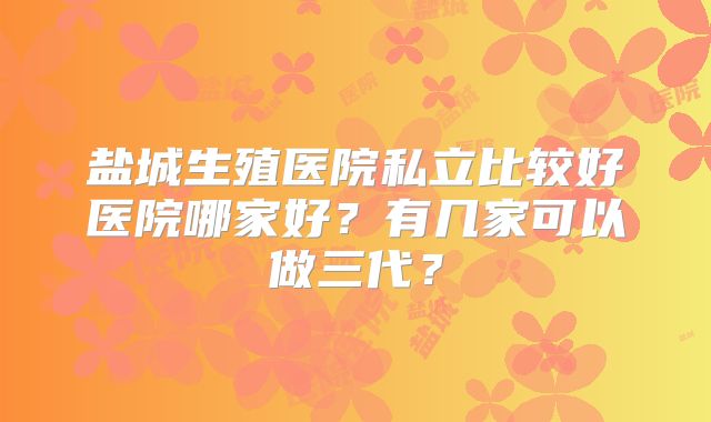 盐城生殖医院私立比较好医院哪家好？有几家可以做三代？