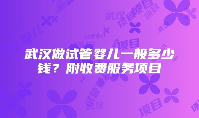 武汉做试管婴儿一般多少钱？附收费服务项目
