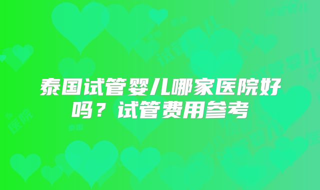 泰国试管婴儿哪家医院好吗?试管费用参考