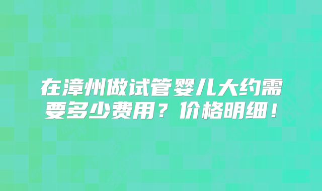 在漳州做试管婴儿大约需要多少费用?价格明细!