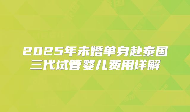 2025年未婚单身赴泰国三代试管婴儿费用详解