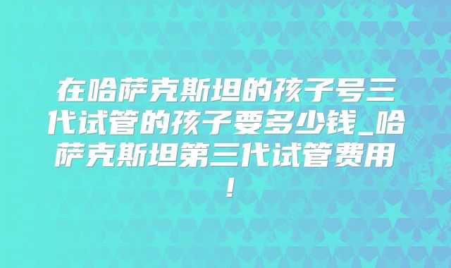在哈萨克斯坦的孩子号三代试管的孩子要多少钱_哈萨克斯坦第三代试管费用!