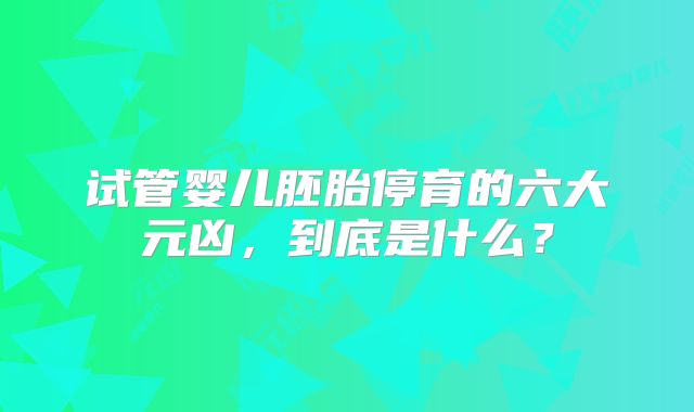 试管婴儿胚胎停育的六大元凶，到底是什么？