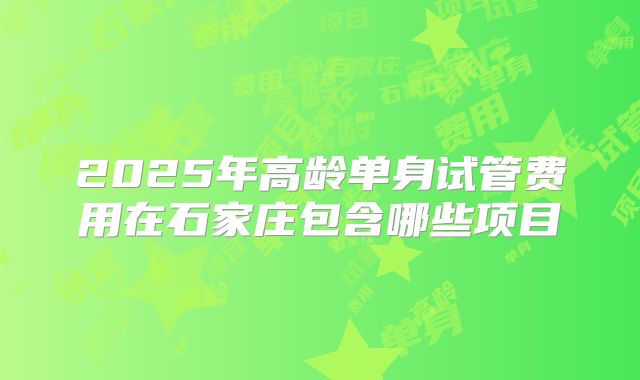 2025年高龄单身试管费用在石家庄包含哪些项目