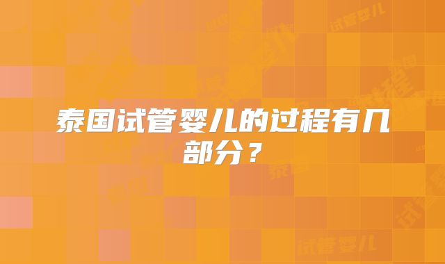 泰国试管婴儿的过程有几部分?