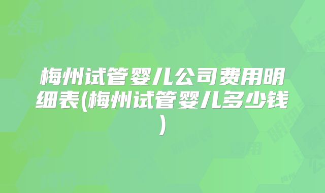 梅州试管婴儿公司费用明细表(梅州试管婴儿多少钱)