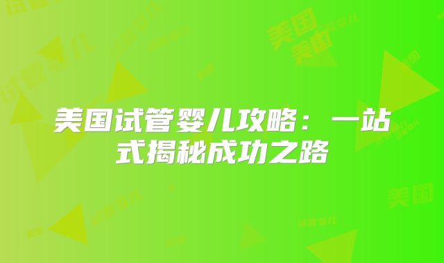 美国试管婴儿攻略：一站式揭秘成功之路