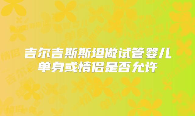 吉尔吉斯斯坦做试管婴儿单身或情侣是否允许