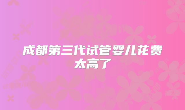 成都第三代试管婴儿花费太高了